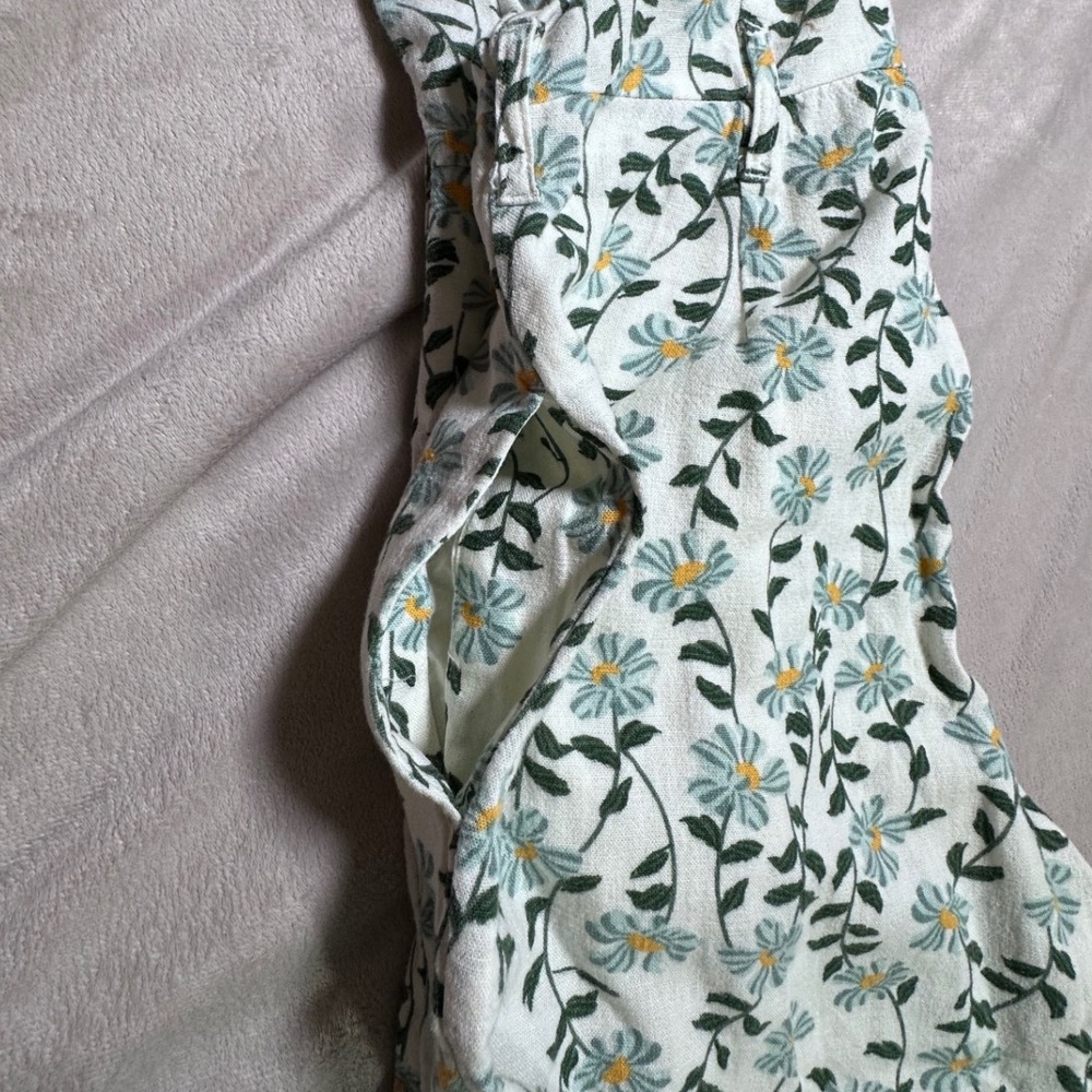 Dip Women White Blue Daisy Floral Linen Blend Wide Leg Jumpsuit Size 4 - Picture 7 of 7